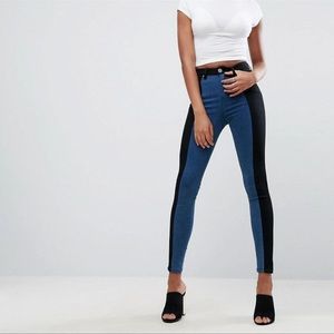 ASOS “sculpt me” contour black stripped jeggings